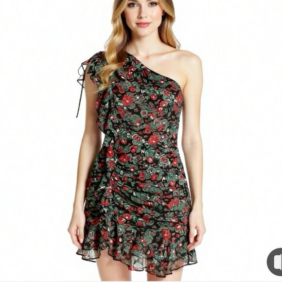 Veronica Beard Ballard Print Floral Silk Ruched Ruffle Dress Sz 6 - Picture 1 of 8